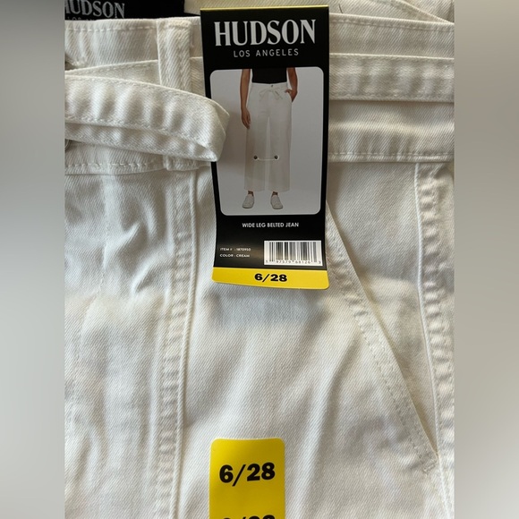New Hudson Women’s Wide Leg Belted white Jean - Picture 6 of 12